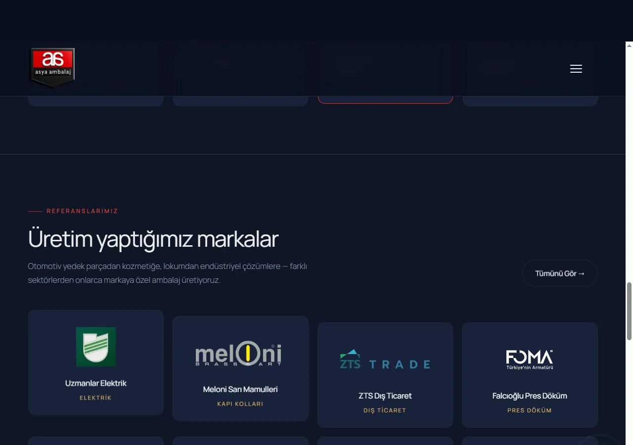 Asya Ambalaj koli, kağıt ve karton ambalaj web sitesi — ZEN AJANS referans projesi