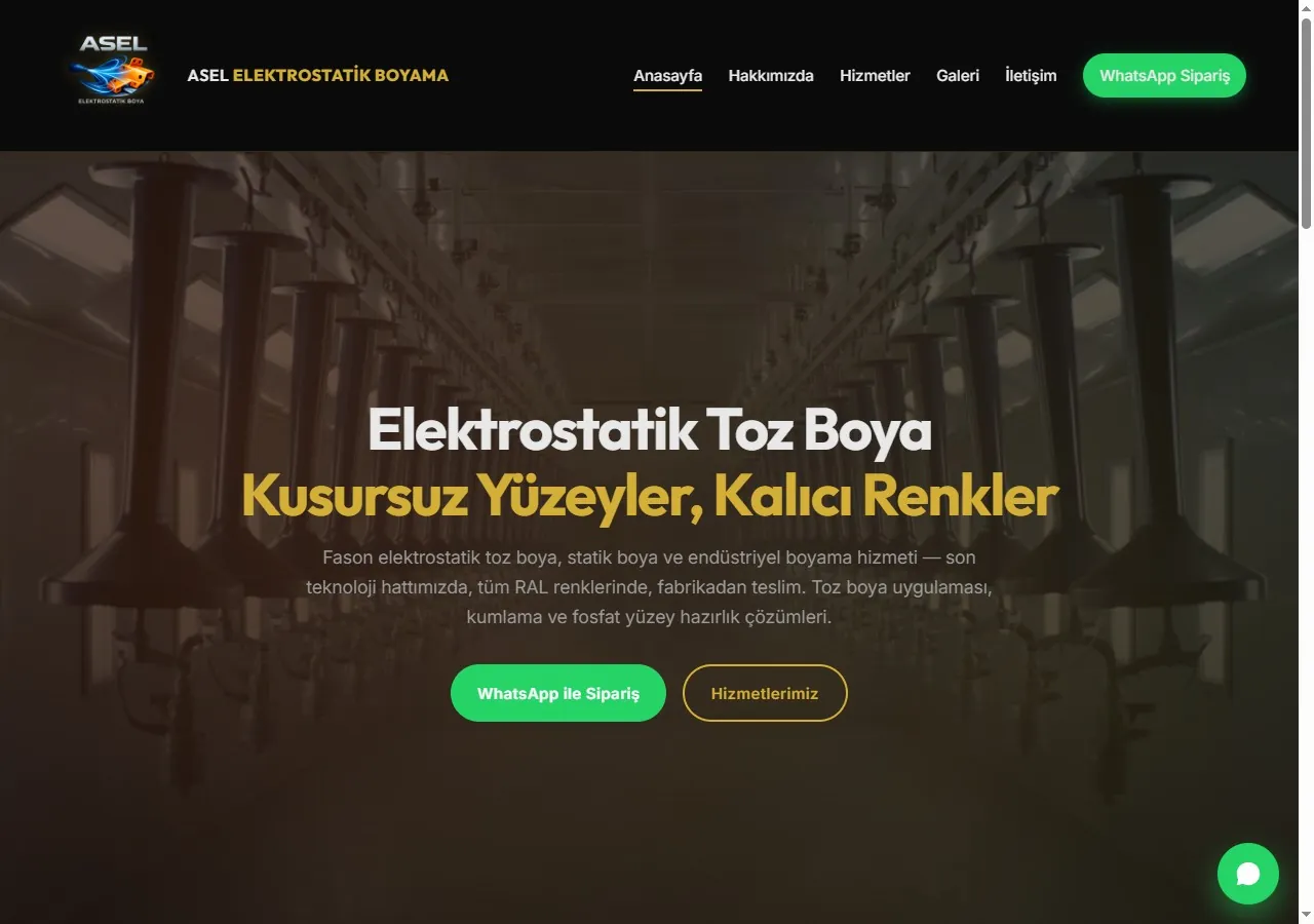Fason Statik Boya elektrostatik toz boya web sitesi — ZEN AJANS referans projesi