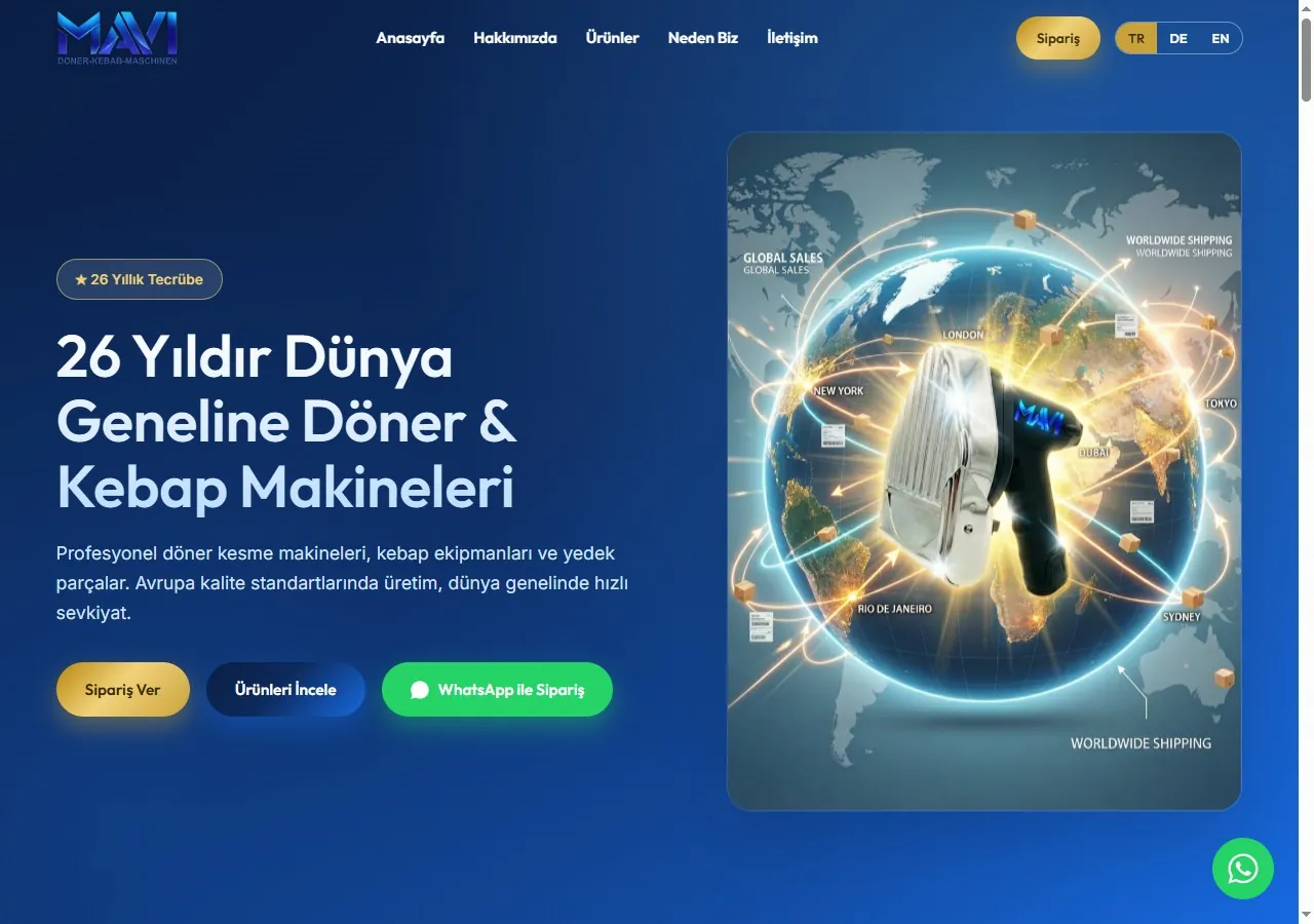 Mavi Döner Messer döner ve kebap makineleri web sitesi — ZEN AJANS referans projesi