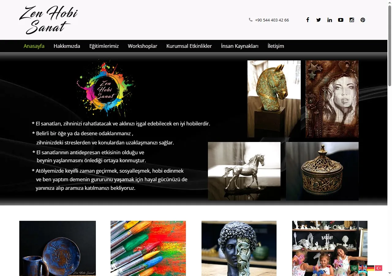 Zen Hobi Sanat sanat kursları web sitesi — ZEN AJANS referans projesi